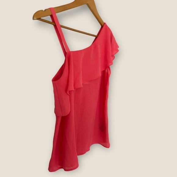 Suzy Shier Pink one Shoulder Ruffle Top - Picture 5 of 10